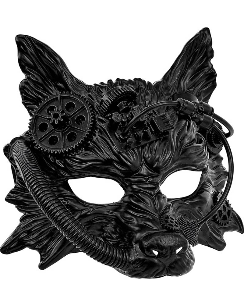 Black Steampunk Wolf Mask