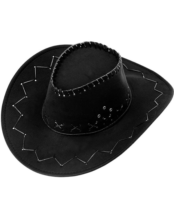 Black Suede Look Cowboy Hat