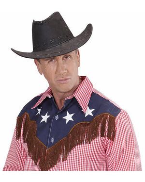 Black Suede Look Cowboy Hat