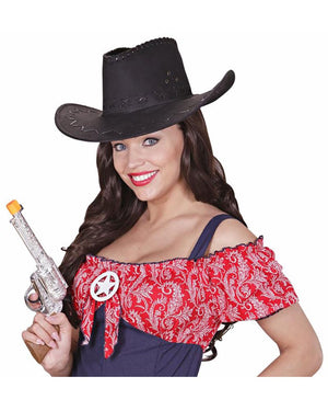 Black Suede Look Cowboy Hat