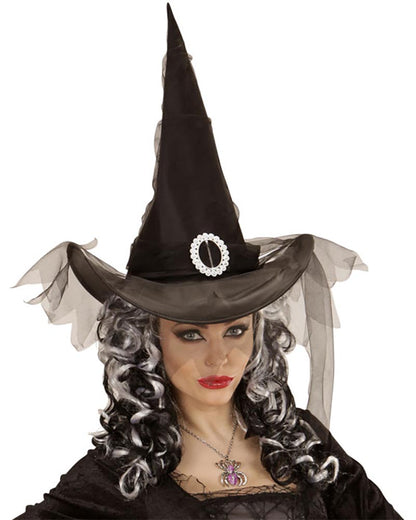 Black Witch Hat with Tulle
