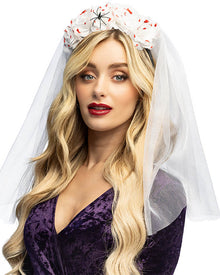 Bleeding Blossom Tiara with Veil For Halloween