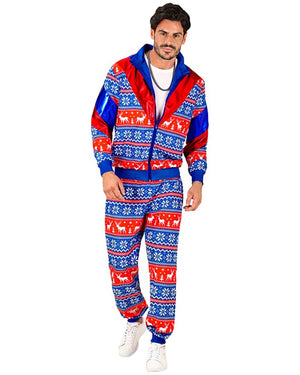 Blue and Red Merry Christmas Adult Tracksuit