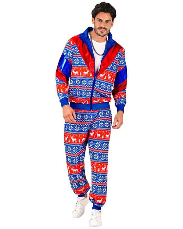 Blue and Red Merry Christmas Adult Tracksuit