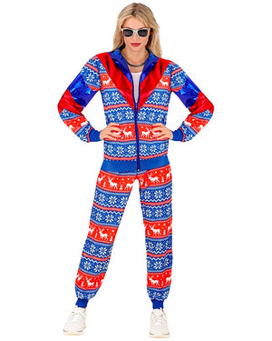 Blue and Red Merry Christmas Adult Tracksuit