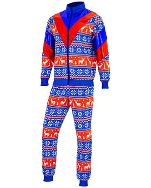 Blue and Red Merry Christmas Adult Tracksuit