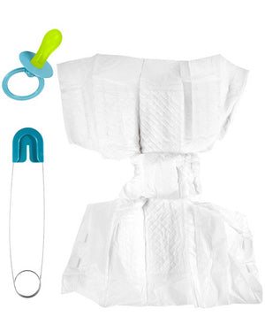 Blue Baby Diaper Pin and Pacifier Adult Set