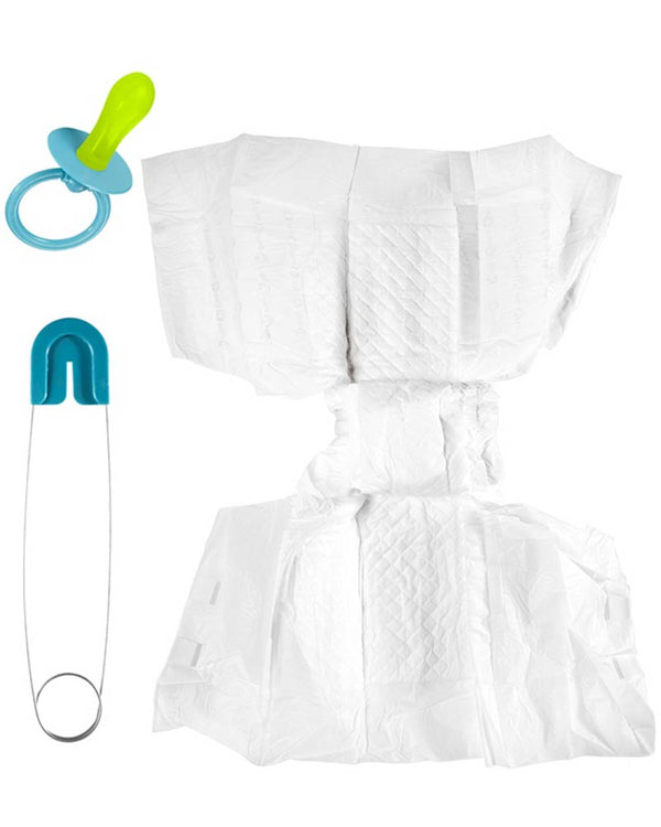 Blue Baby Diaper Pin and Pacifier Adult Set