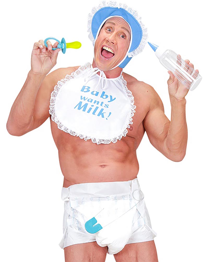 Blue Baby Diaper Pin and Pacifier Adult Set
