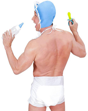 Blue Baby Diaper Pin and Pacifier Adult Set