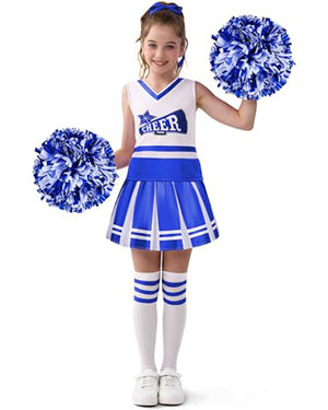 Blue Cheering Cheerleader Girls Costume