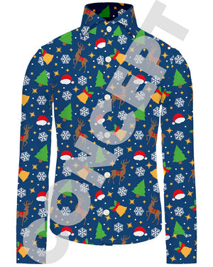 Blue Christmas Icons Boys Suitmeister Shirt