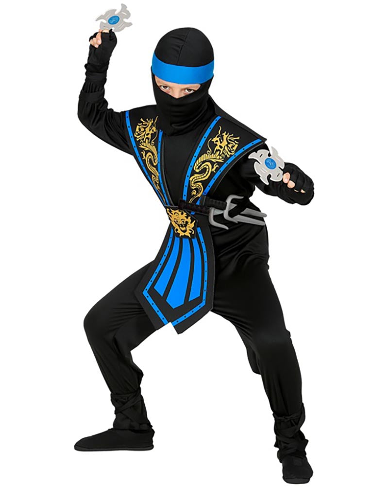 Blue Kombat Ninja with Weapons Boys Costume
