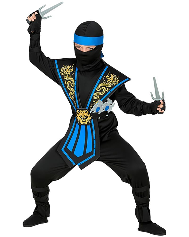 Blue Kombat Ninja with Weapons Boys Costume