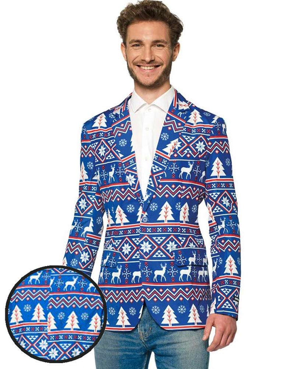 Blue Nordic Christmas Mens Suitmeister Jacket