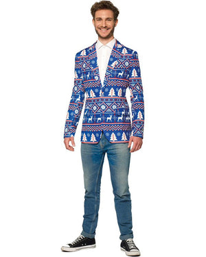 Blue Nordic Christmas Mens Suitmeister Jacket