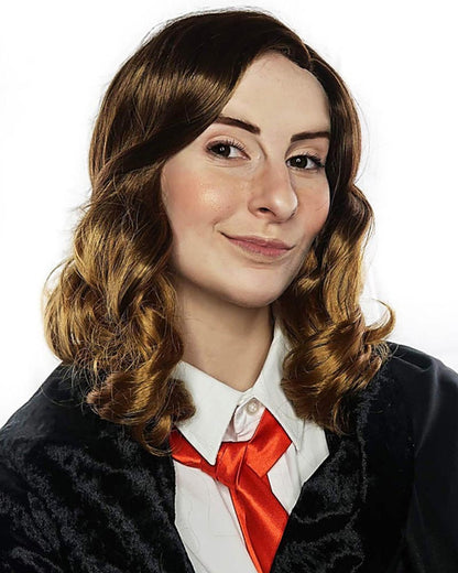 Book Worm Wizard Deluxe Curly Brown Wig