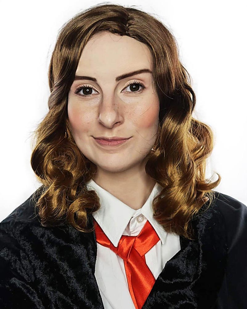 Book Worm Wizard Deluxe Curly Brown Wig