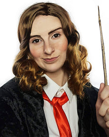Book Worm Wizard Deluxe Curly Brown Wig