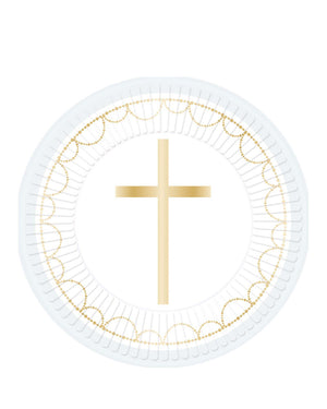 Botanical Celebration Blue 23cm Round Paper Plates Pack of 8