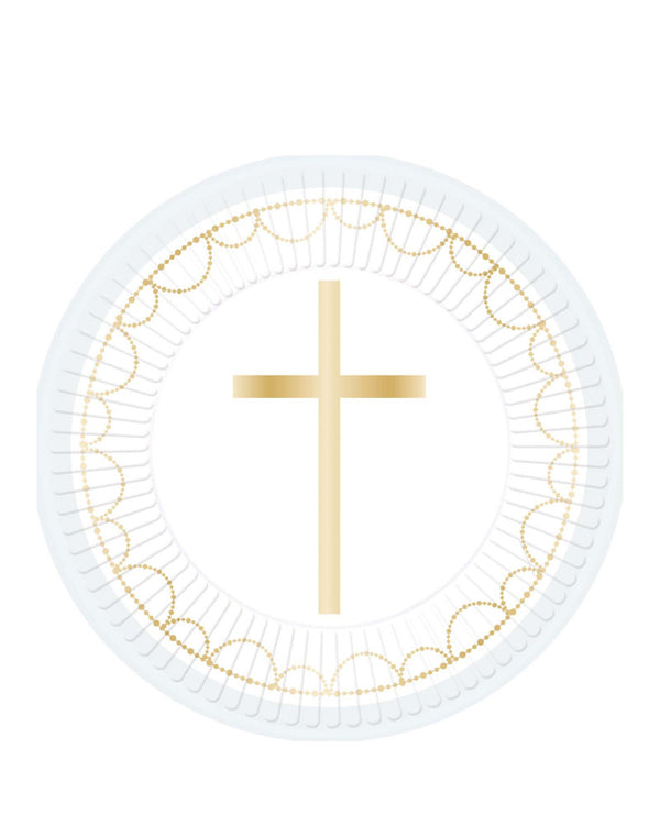 Botanical Celebration Blue 23cm Round Paper Plates Pack of 8