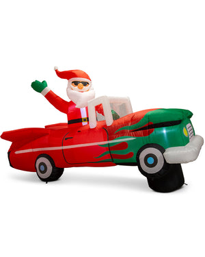 Bouncing Santa Hot Rod Christmas Inflatable 2.5m