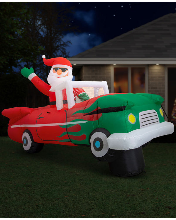 Bouncing Santa Hot Rod Christmas Inflatable 2.5m