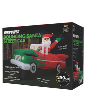 Bouncing Santa Hot Rod Christmas Inflatable 2.5m