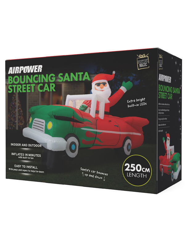 Bouncing Santa Hot Rod Christmas Inflatable 2.5m