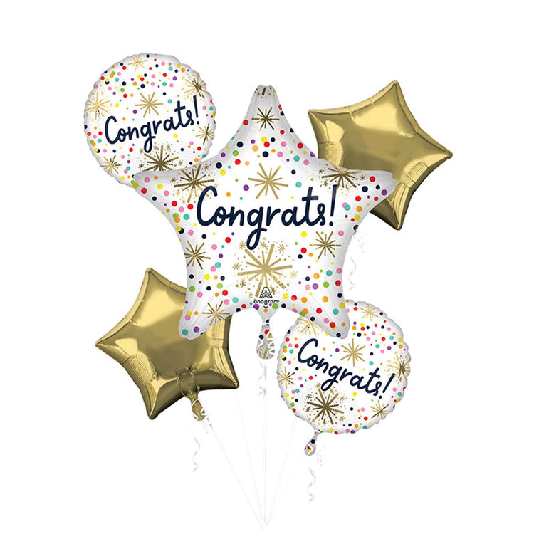 Bouquet Confetti Sprinkles Congrats Foil Balloons