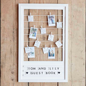 Botanical Wedding Alternative Guest Book Frame with Pegs String & letter Board to Customise