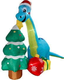 Brachiosaurus with Christmas Tree and Gifts Lawn Inflatable
