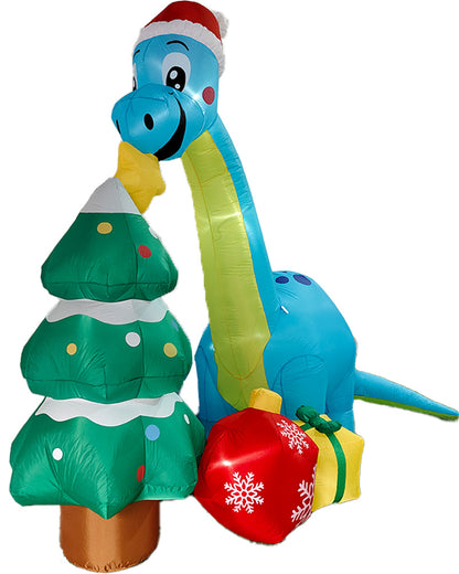 Brachiosaurus with Christmas Tree and Gifts Lawn Inflatable