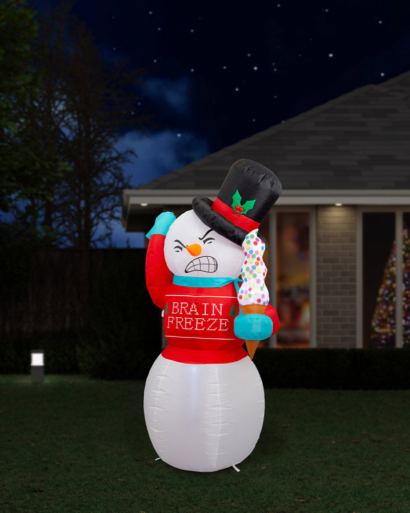 Brain Freeze Snowman Christmas Lawn Inflatable 1.8m