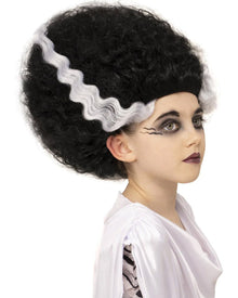 Bride of Frankenstein Black and White Kids Halloween Wig