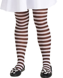 Brown and White Striped Girls Tights