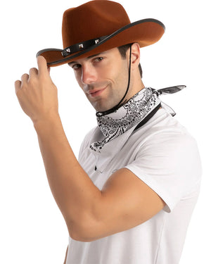 Brown Hat with 3 Bandanas