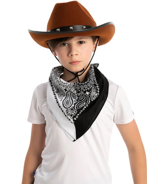 Brown Hat with 3 Bandanas