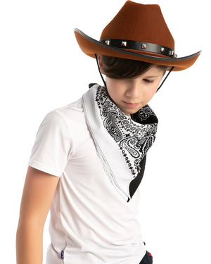 Brown Hat with 3 Bandanas