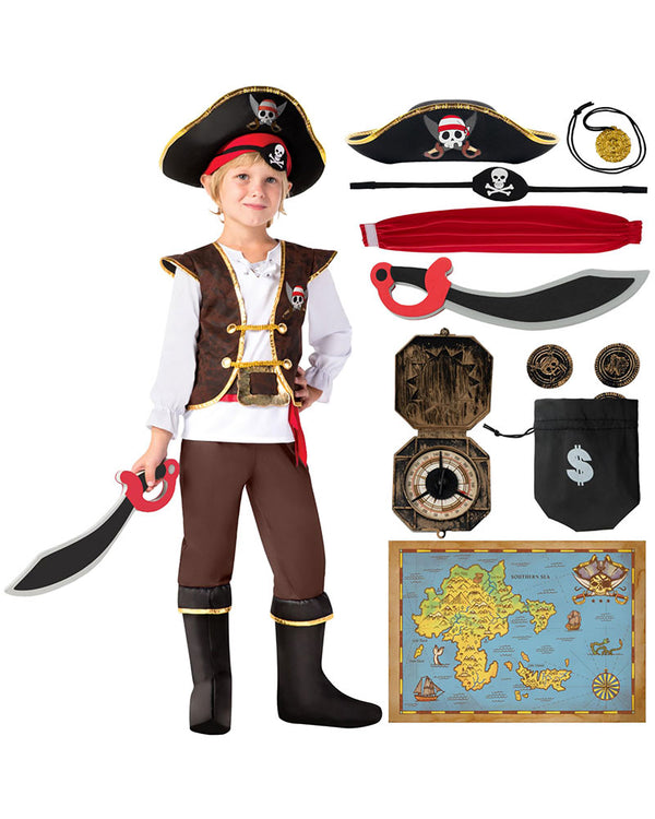 Brown Pirate Boys Costume