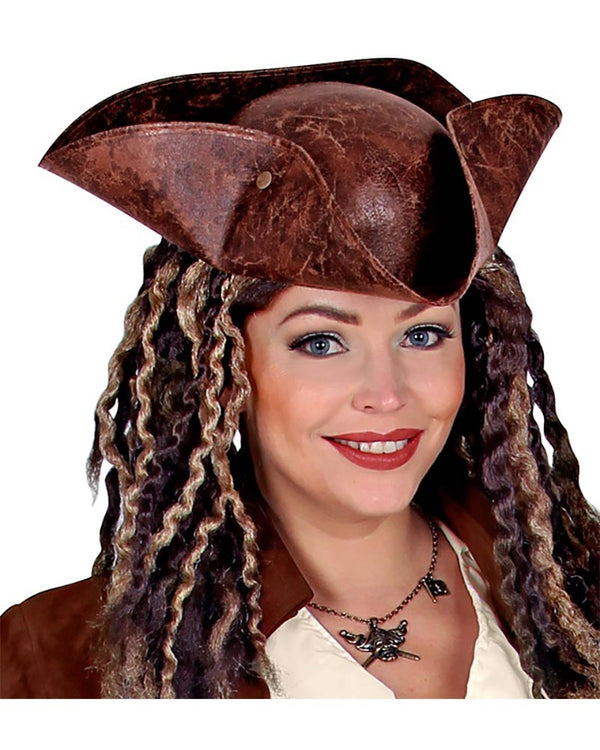 Brown Pirate Tricorn Hat