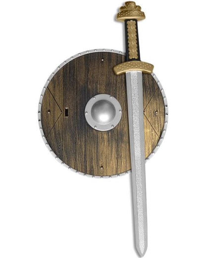 Brown Weapons Sword and Wood Effect Shield Set