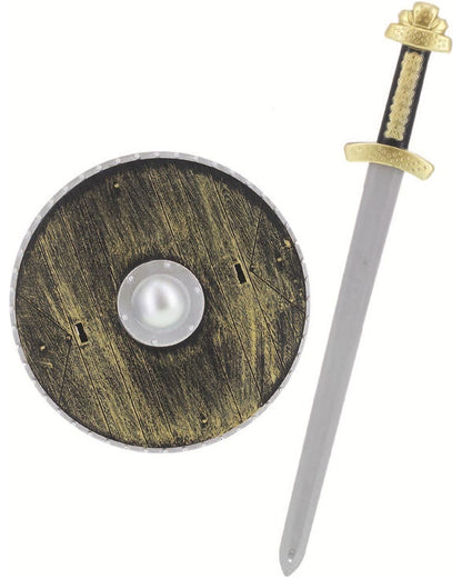Brown Weapons Sword and Wood Effect Shield Set
