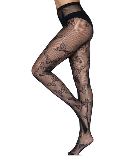 Butterfly Black Net Stockings