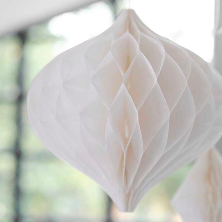 Contemporary Wedding White Honeycomb Paper Hanging Decorations Pack of 3