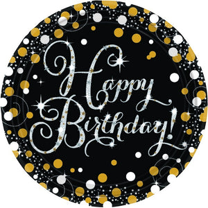 Sparkling Celebrations Happy Birthday 23cm Paper Plates Pack of 8