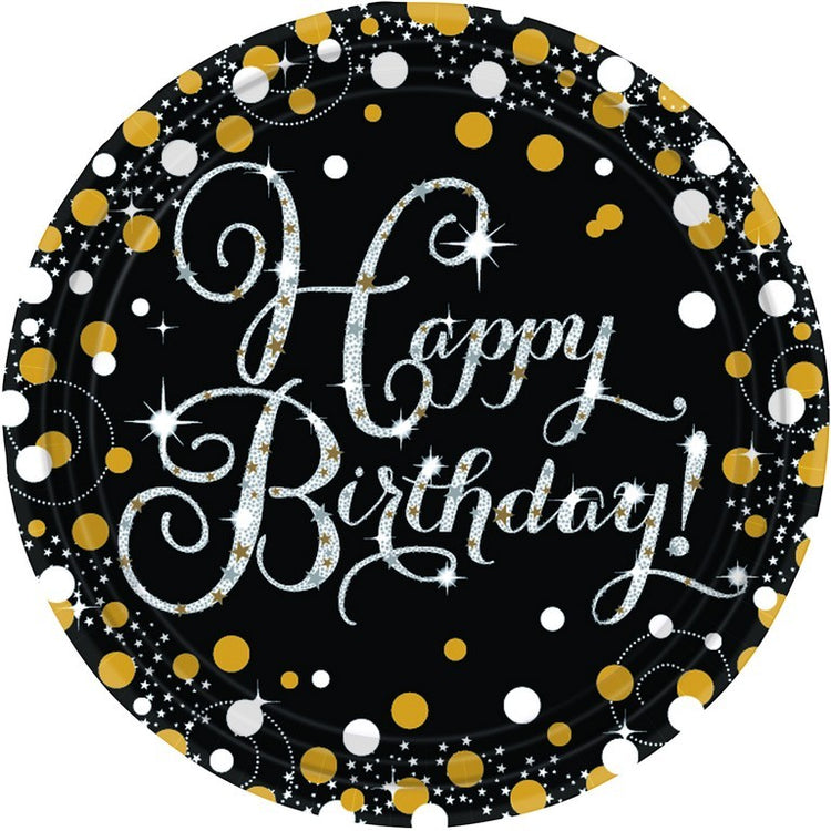 Sparkling Celebrations Happy Birthday 23cm Paper Plates Pack of 8