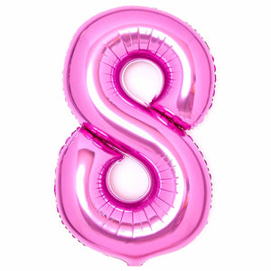 Large Number 8 Pink Foil Balloon 54cm w x 87cm h