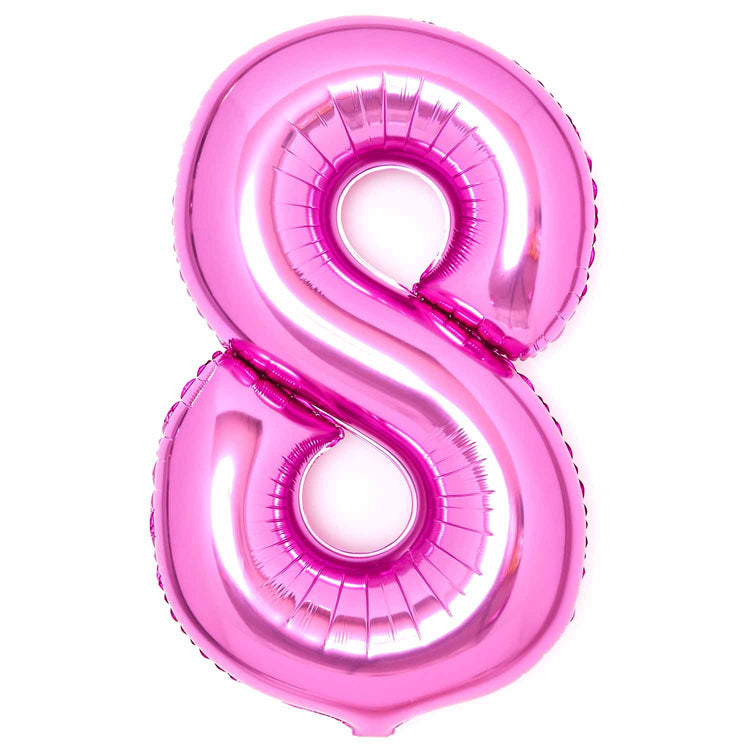 Large Number 8 Pink Foil Balloon 54cm w x 87cm h