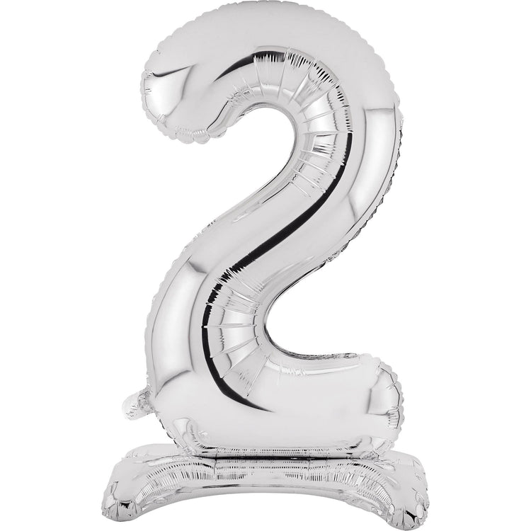 Large Number 2 Standing Silver Foil Balloon